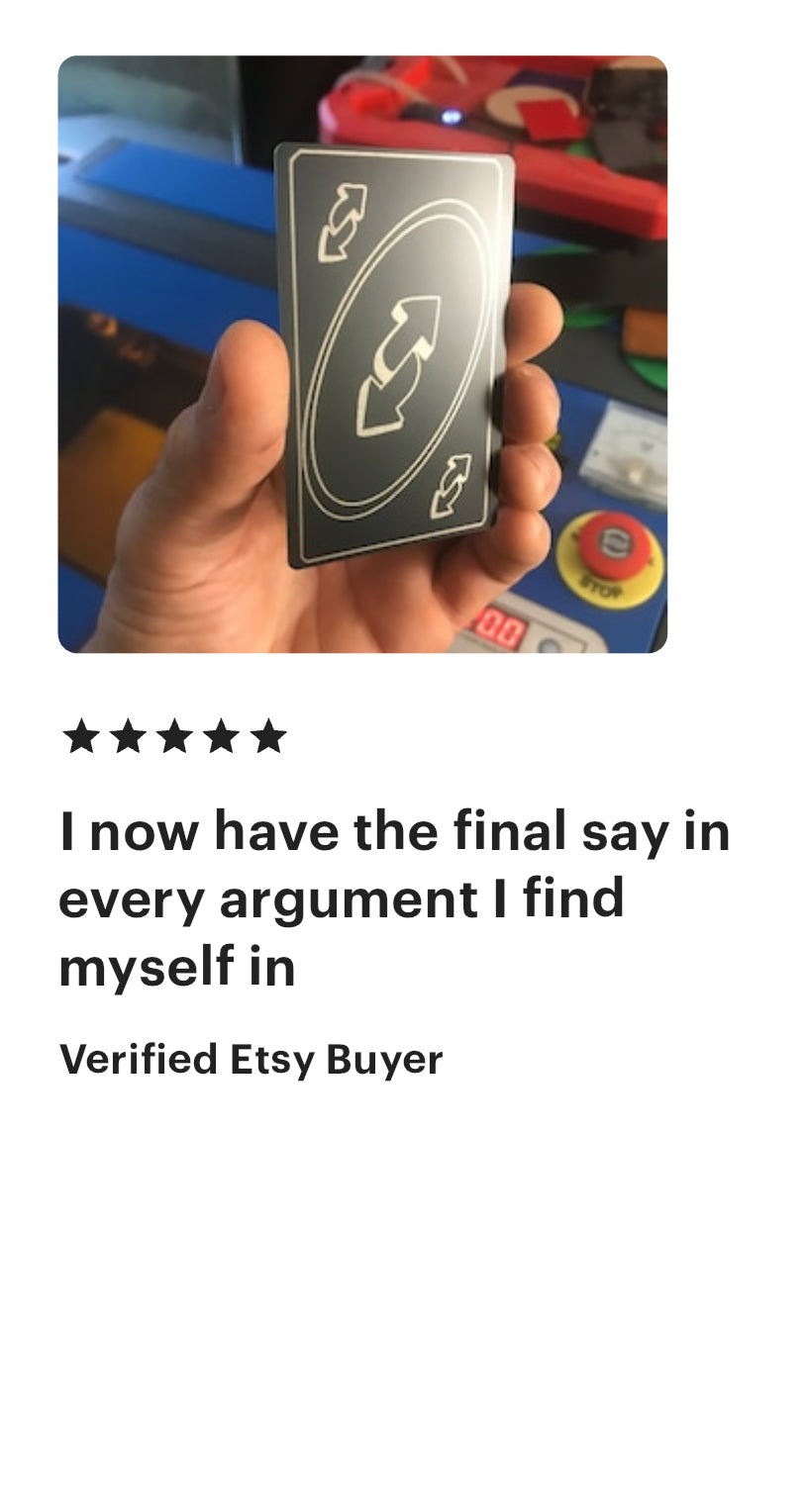 5 star review on metal reverse card