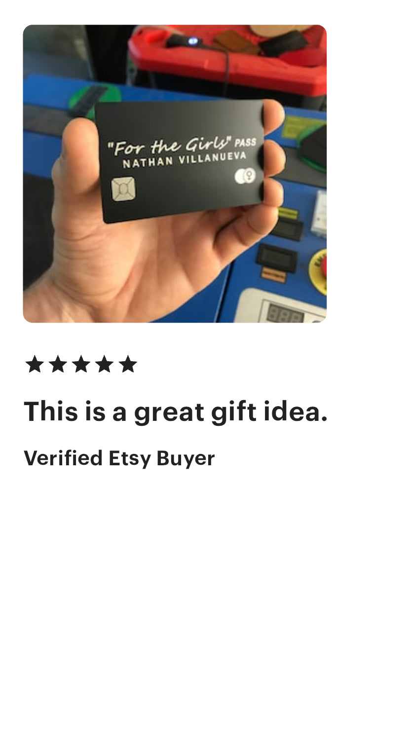 5 Star review for Custom Metal Black Card