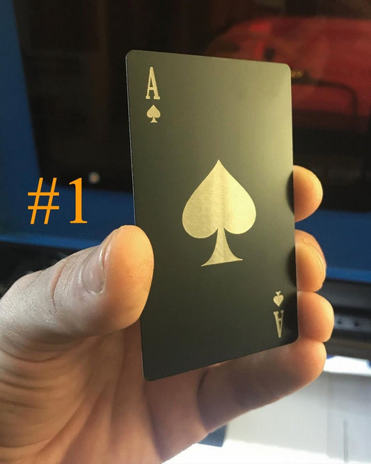 Ace of Spades Metal Playing Card || Choice of 3 Designs! Custom Anodized Aluminum Laser Engraved Metal Keepsake Gaming Luxury Keepsake Gifts