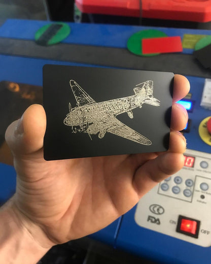 Custom Aviation Diagram Metal Reference Card, Jet Jetliner Clipper Propliner Plane Airplane Gift Cards, Engineering Engravings