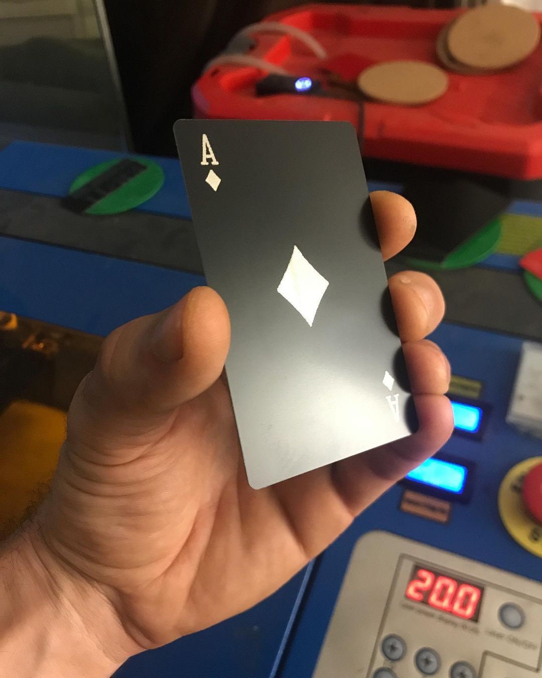 Laser Engraved Ace of Diamonds Metal Playing Card, Unique Gamer Keepsake