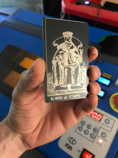 King of Cups Laser Engraved Metal Tarot Card Keepsake Gift