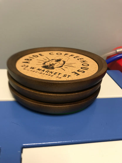 Posavasos personalizados grabados, posavasos personalizados de madera o corcho de 5" ¡Cualquier diseño, logotipo o texto! Servicio de grabado láser personalizado Marca