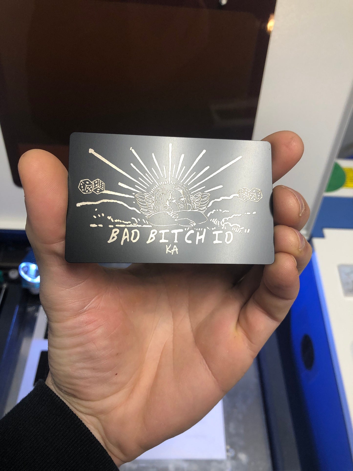 Custom Metal Bad Bitch ID, Personalized Baddie Identification *Your Name Here* Anodized Aluminum Laser Engraved Gift Card