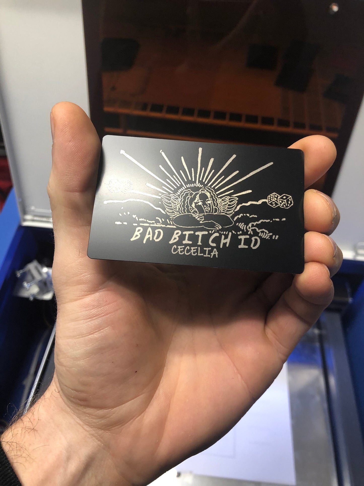 Custom Metal Bad Bitch ID, Personalized Baddie Identification *Your Name Here* Anodized Aluminum Laser Engraved Gift Card