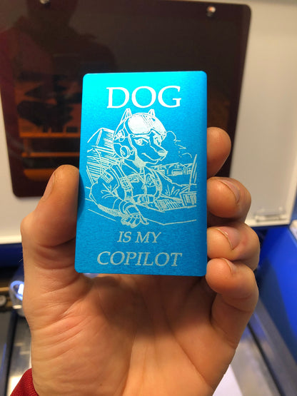 Dog Is My Copilot Funny Aviation Metal Engraving Gift Card