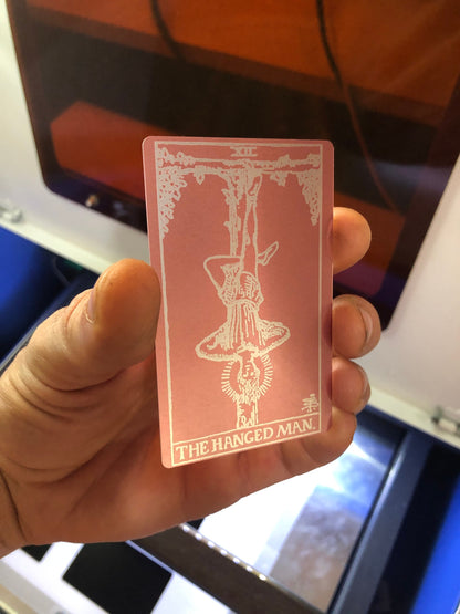 Celestial Spiritual The Hanged Man Tarot Card Laser Engraved Aluminum Gift