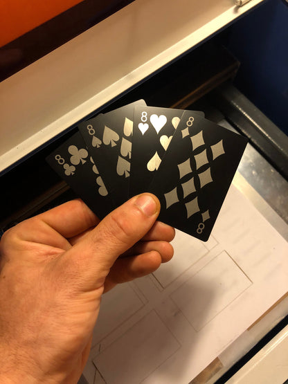 Metal Eight 8 Playing Card | Anodized Aluminum Novelty Card - Unique Engraved Gamer Gift Memorabilia