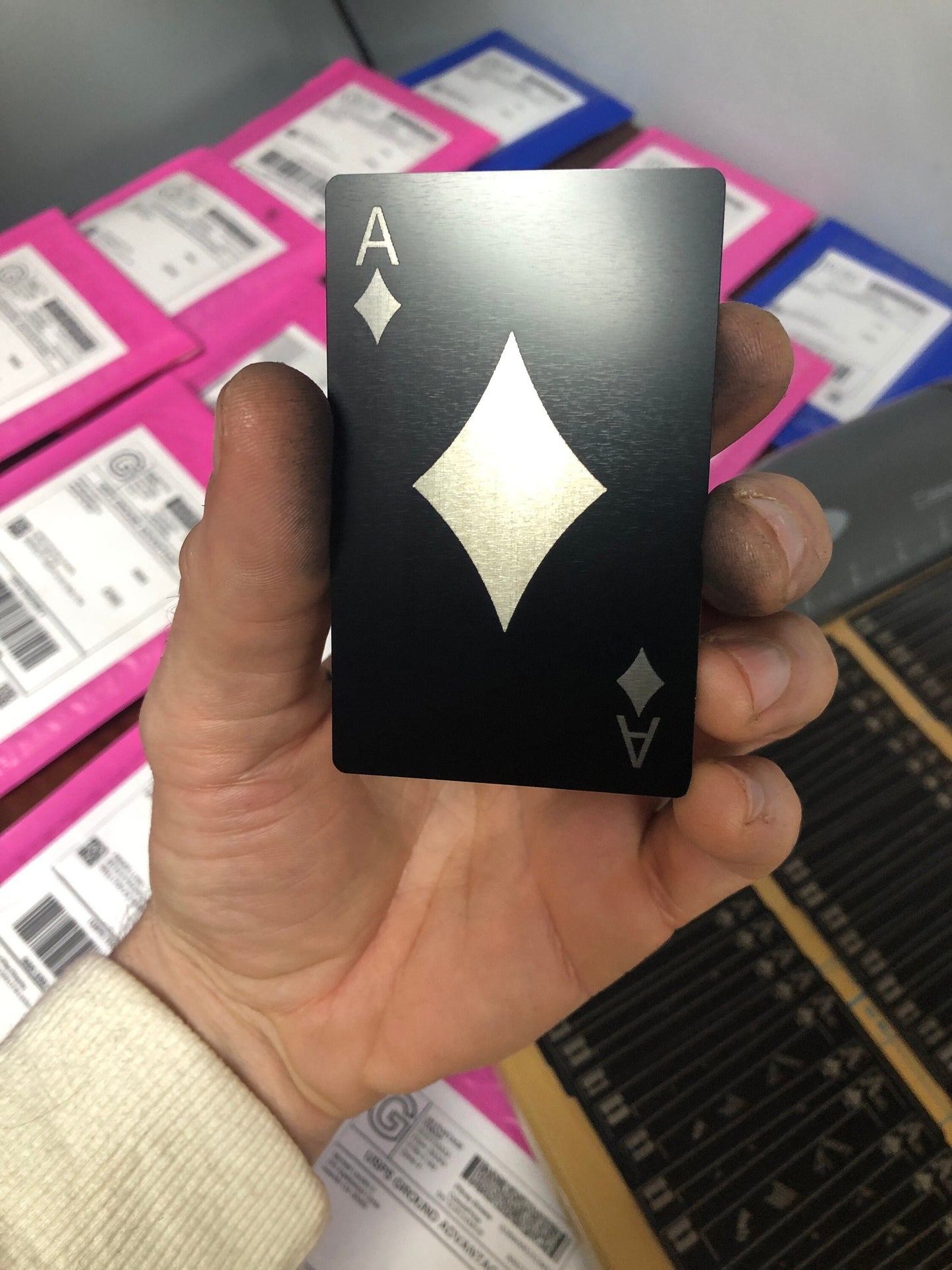 Laser Engraved Ace of Diamonds Metal Playing Card, Unique Gamer Keepsake