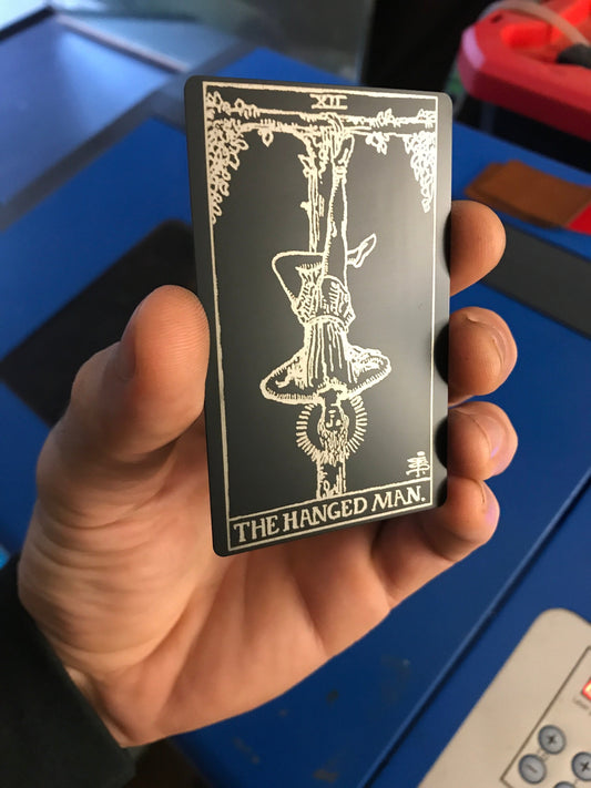 Celestial Spiritual The Hanged Man Tarot Card Laser Engraved Aluminum Gift