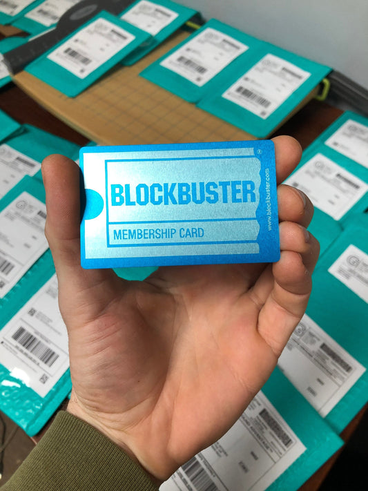 Personalized Blockbuster Membership Card with Engraved Name on Anodized Aluminum