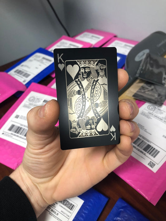 Custom Metal King of Hearts Card - Personalized Laser Engraved Aluminum Gift for Gamers