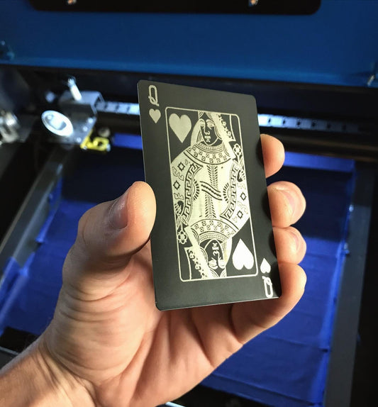 Custom Metal Playing Card, Queen of Hearts, Anodized Aluminum, Custom Engraving for Gamers