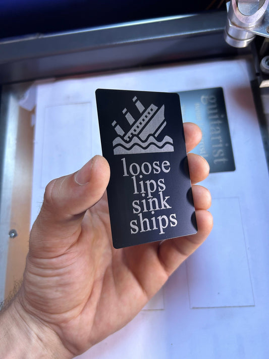 Loose Lips Sink Ships Nautical Metal Card Gift with Laser Engraved Maritime Sayings and Phrases