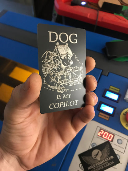 Dog Is My Copilot Funny Aviation Metal Engraving Gift Card