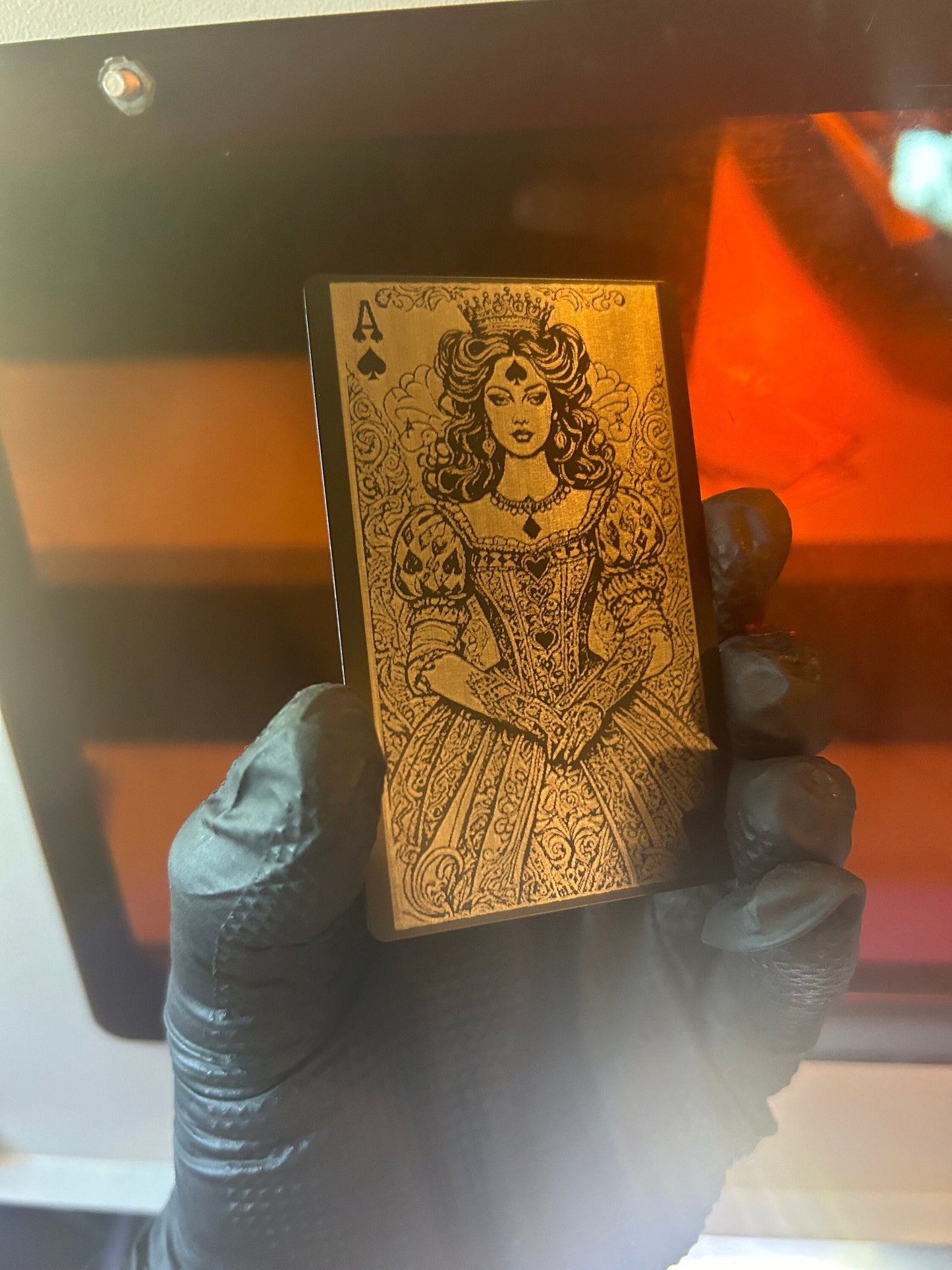 Lady Luck The Ace of Spades Metal Card Victorian Illustration Playing Gaming Novelty Surreal Mystical Personalized Laser Engraving