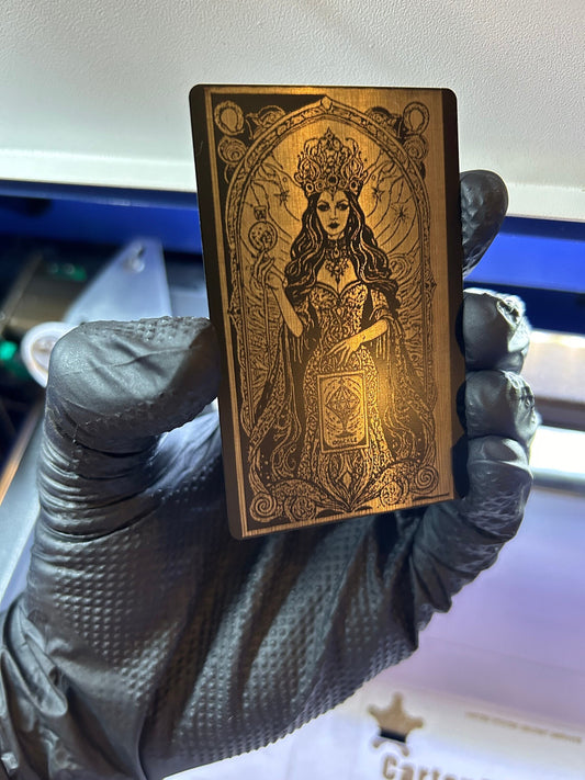 Psychedelic Fantasy Anodized Aluminum Oracle Card with Laser Engraved Esoteric Artwork