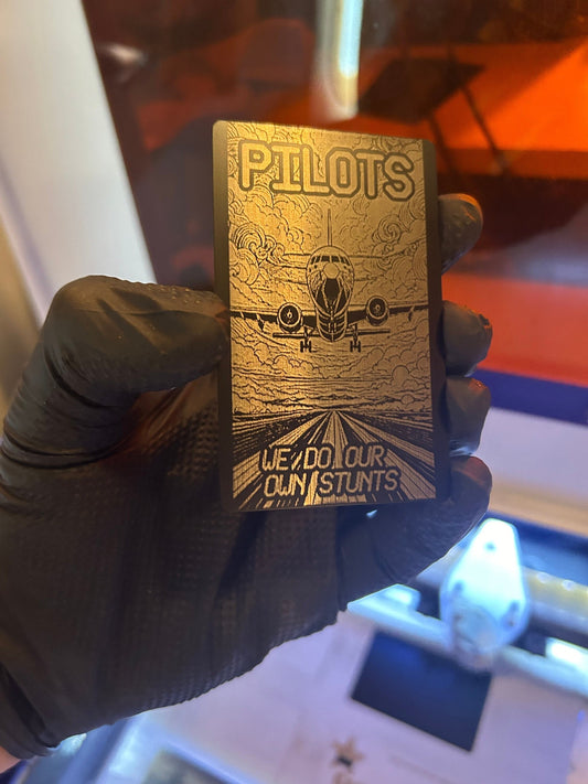 Funny Laser Engraved Metal Gift Card for Pilots and Flight Instructors