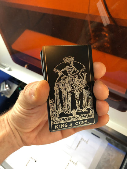 King of Cups Laser Engraved Metal Tarot Card Keepsake Gift