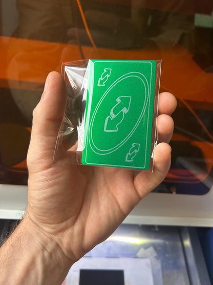 Carte-cadeau de jeu en aluminium anodisé gravée au laser en métal vert Reverse Meme Gaming Rose Silver Reversal Trap Cards Cadeaux Carte-cadeau souvenir