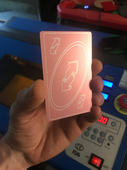 Rose Gold Reverse Meme Metal Gift Card, Laser Engraved Anodized Aluminum Game Giftcard Gaming Pink Silver Reversal Trap Cards Gifts Keepsake