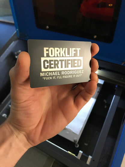 Personalized Forklift Certification Engraved Anodized Aluminum Business Card Gifts