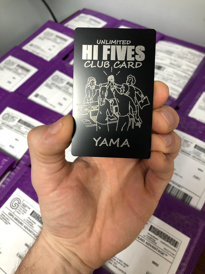 Carte de membre personnalisée en métal High Five, cadeau de poignée de main secrète