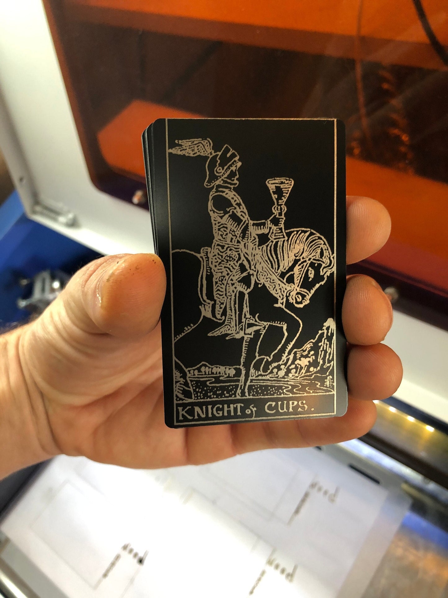 Knight of Cups Metal Tarot Card - Spirit Medium Healer Journey Giftcard