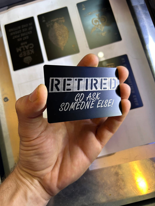 Retired Grandpa Humor Gift Card - Funny Laser Engraved Metal for Seniors