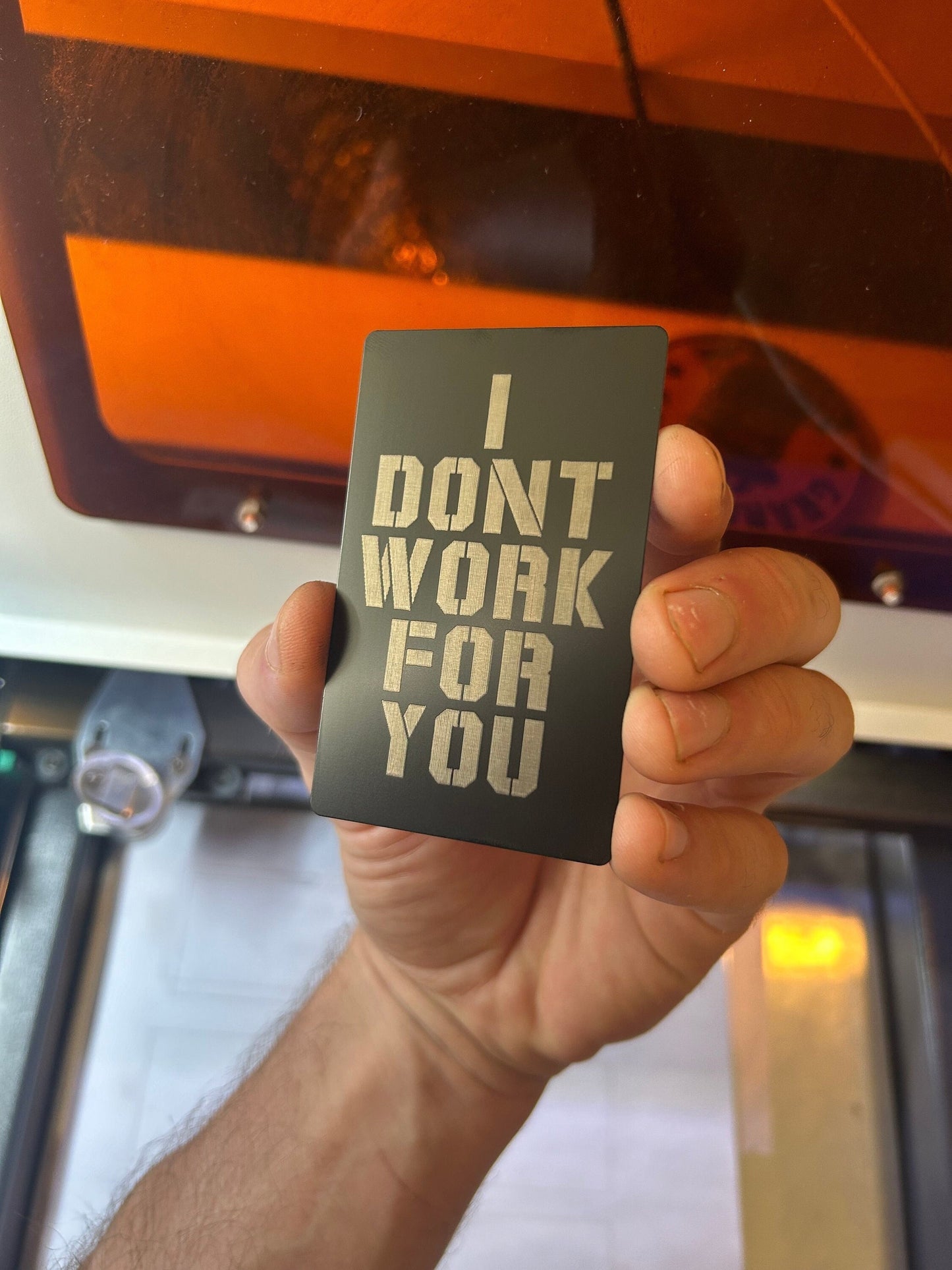 I Don't Work For You | Self-Employed Entrepreneur Manager Leadership Engraved Metal Gift Card