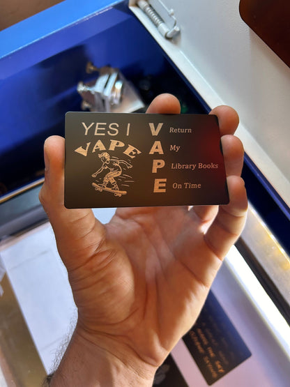 Carte-cadeau en aluminium gravée au laser personnalisée pour vapoteuse avec texte personnalisé