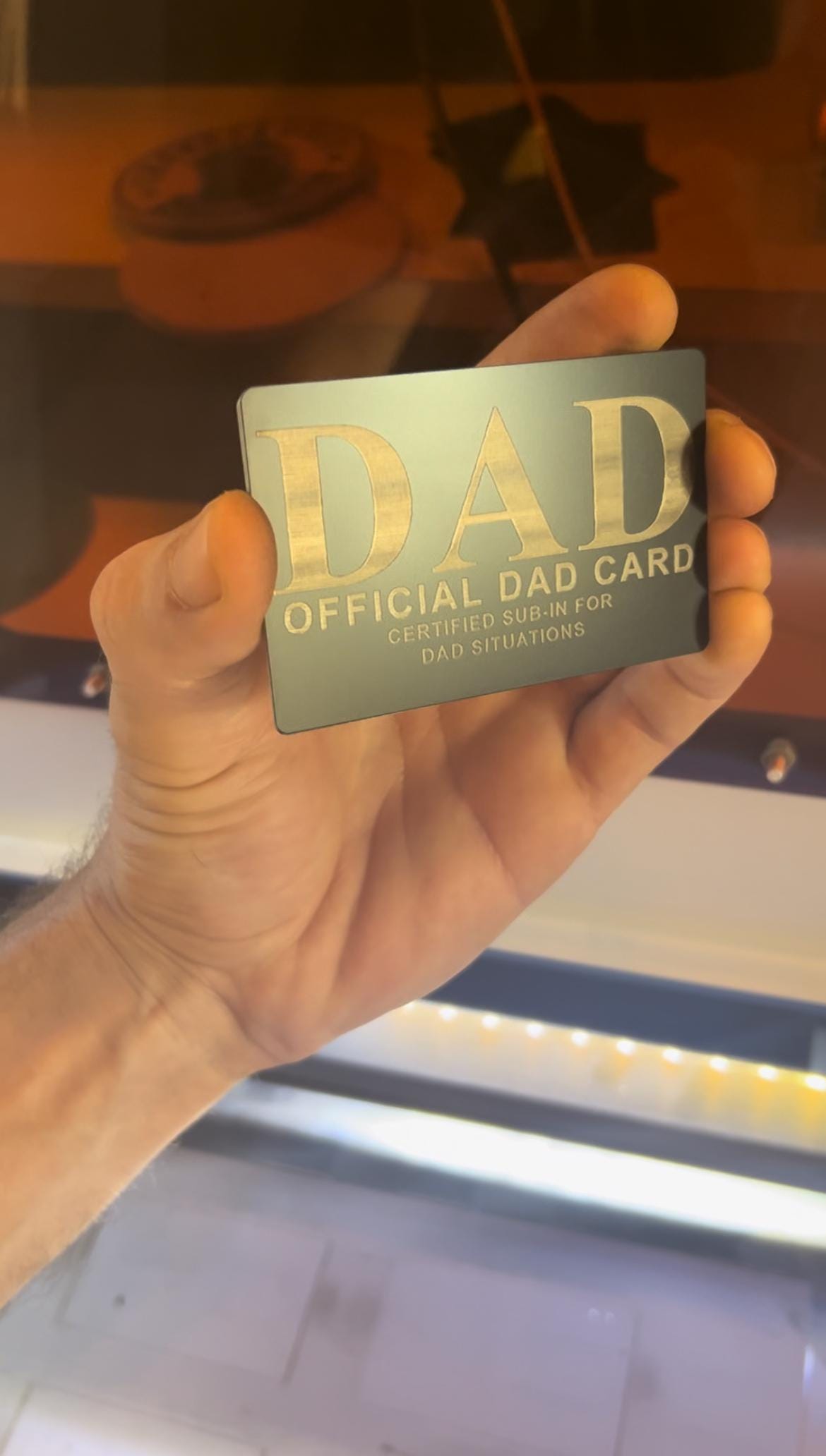 Official Dad Metal Gift Card Customizable: Choice of Color, Personalized Text Laser Engraved Father's Day Baby Daddy Novelty Gag Gift Family