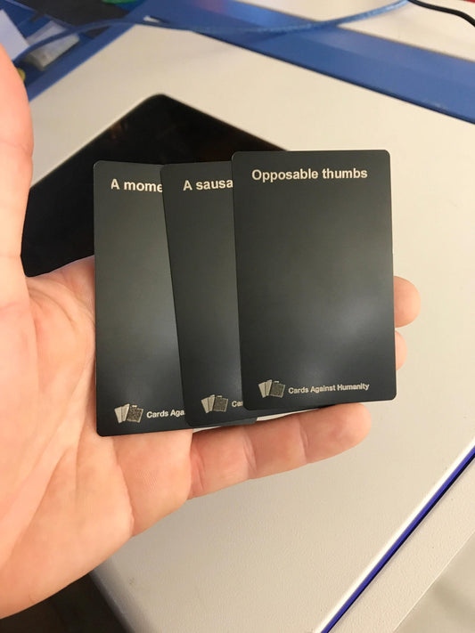 Personalized Cards Against Humanity Anodized Matte Black Metal Cards | Unique Meme Gift Cards