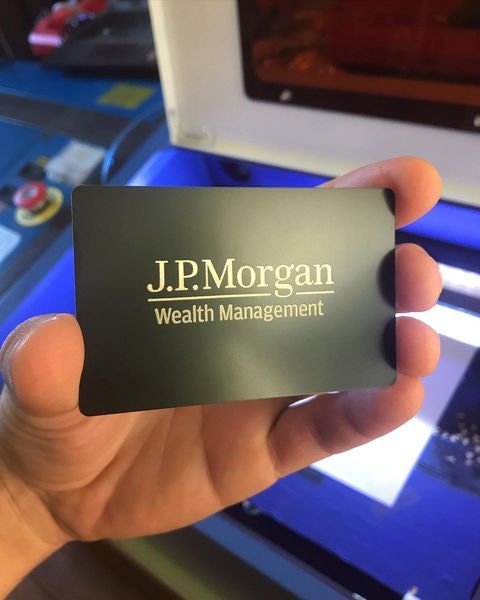 50 Custom Metal Business Cards, Personalized Laser Engraved Matte Black Keepsake with Rounded Corner Single or Double-Sided Etching Service