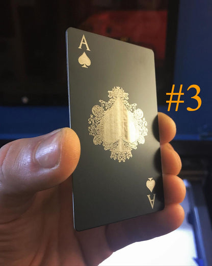 Ace of Spades Metal Playing Card || Choice of 3 Designs! Custom Anodized Aluminum Laser Engraved Metal Keepsake Gaming Luxury Keepsake Gifts