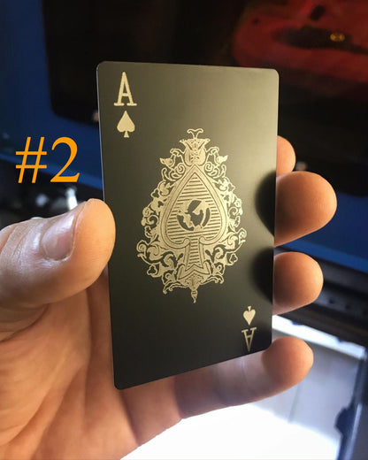 Ace of Spades Metal Playing Card || Choice of 3 Designs! Custom Anodized Aluminum Laser Engraved Metal Keepsake Gaming Luxury Keepsake Gifts