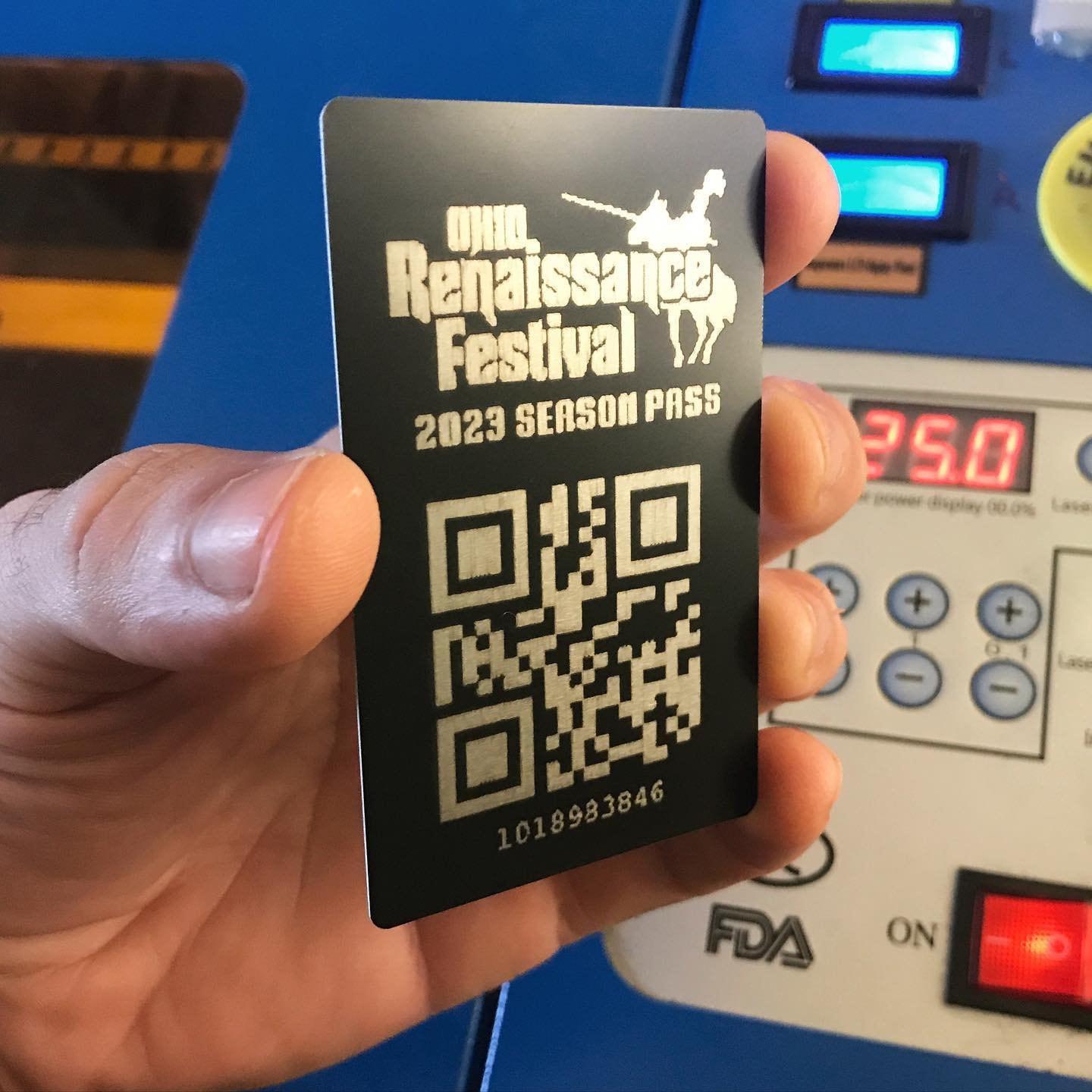 Metal Renaissance Festival QR Code Theatre Ticket Personalized Laser Engraving Product Photograph