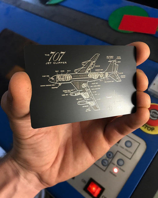 Custom Aviation Diagram Metal Reference Card, Jet Jetliner Clipper Propliner Plane Airplane Gift Cards, Engineering Engravings
