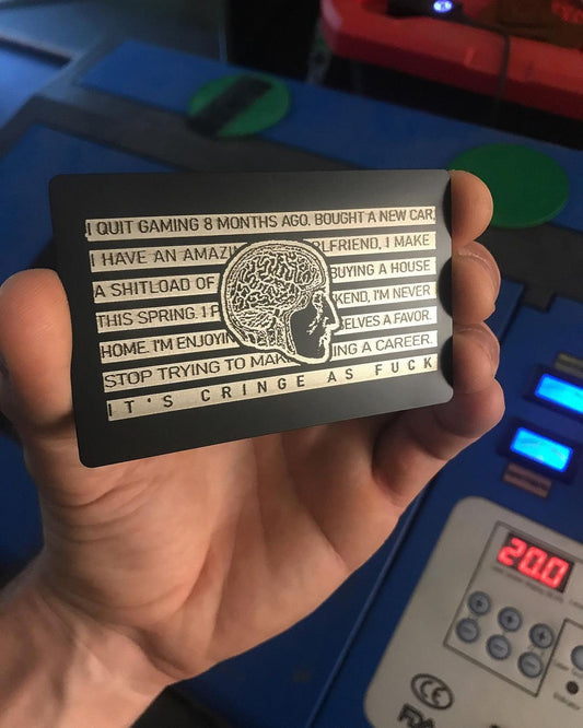 Brain Drain Toxic Gamer Comment Advice, Meme Gag Gift Card for Streamers, Video Games, Board Game Lovers - Metal Laser Engraved Giftcards