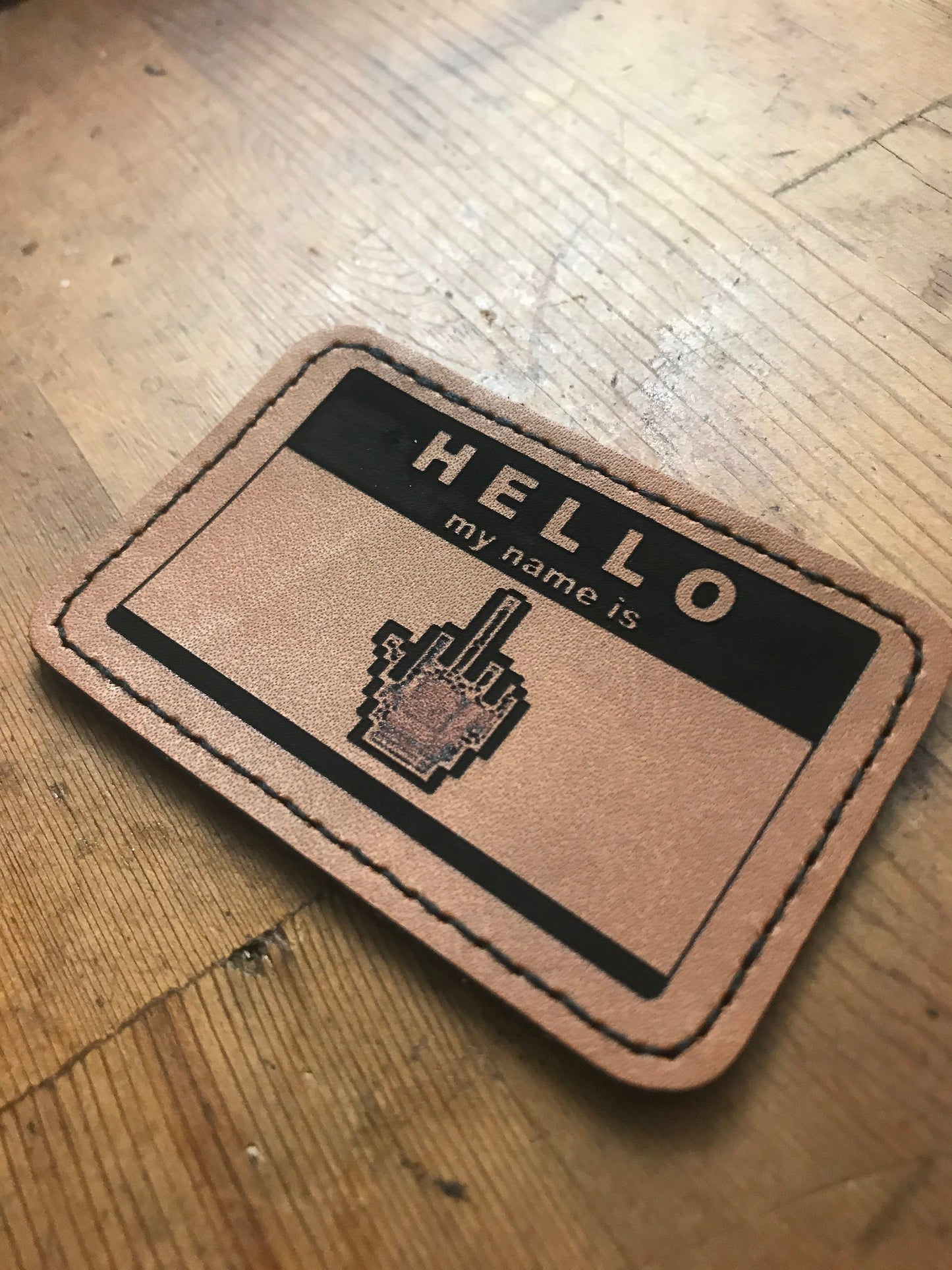 Asshole Name Tag, Leather Patch 3x2" Gag Gift, Middle Finger Hello My Name Is Joke Gifts for Grumpty Friends! Custom Leatherworking Silly