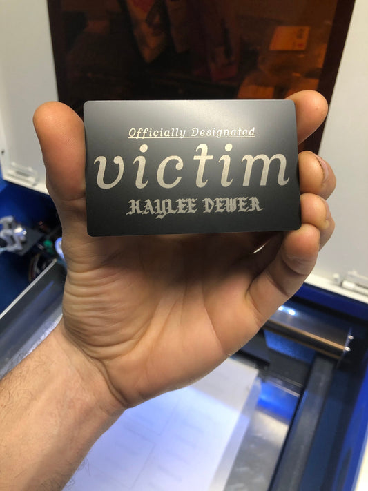 Always playing the victim? The Officially Designated Victim Card is for you, Custom Metal Laser Engraved Gag Inappropriate Gift Card