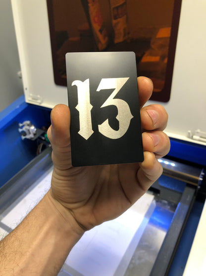 metal 13 card laser engraved on business card anodized aluminum